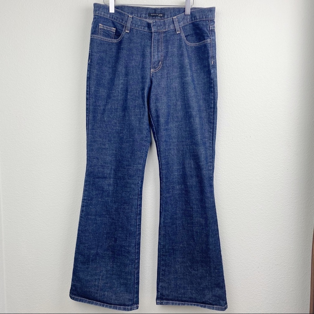 KENNETH COLE NY Mid Rise Boot Cut Jeans Blue 12